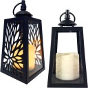 Prelamovaná lampa s LED sviečkou Lucerna so sviečkou s vložkou batérie