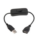 Predlžovací USB kábel s vypínačom, čierny