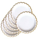 Jednorazové papierové taniere BIELA ​​retro ZLATÁ ELEGANTNÁ 6 ks.