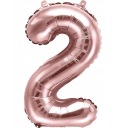 Fóliový balón číslo 2 ROSE GOLD narodeninové číslo DWA párty dekorácia 40cm