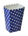 POPCORN PAPIEROVÁ BOX Modro-biely hrášok 0,8L sladkosti 6ks eko