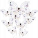 Topper BUTTERFLIES piker BIELA ​​1-99 BUTTERFLIES ozdoba na tortu svadba narodeniny 9ks