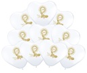 Communion Balloons HEARTS White with Gold Print IHS Communion COMMUNION 10 ks.