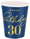 Happy Birthday 30th Birthday Navy Blue Party papierové poháre 220ml 6ks.