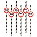 Papierové slamky 70 NARODENINOVÝCH pruhov TRAFFIC x6