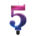 SVIEČKA Ombre ČÍSLO 5 na narodeninovú tortu COSMOS