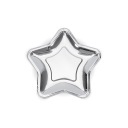Papierové taniere STAR, strieborné, chrómové, 6. narodeniny