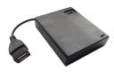 Košík na 4xAA R6 batérie s krytom, vypínačom, USB konektorom