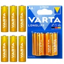 Alkalické batérie VARTA AA LR6 LONGLIFE 6 kusov