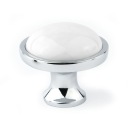 GAN CHROME + BIELY PORCELÁN nábytkový gombík