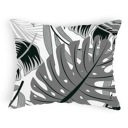 Bavlnená obliečka na vankúš 40x60 cm, sivá monstera listy