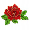 Nášivka 3D FLOWER RED ruže so zlatým lemom