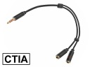 Adaptér CTIA JACK 3,5/4P/zástrčka-2xJACK 3,5/3P/VITALCO zásuvka 0,2m