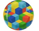 Papierové taniere Farebné bloky 8 ks, 18 cm