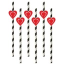 Slamky pruhované SRDCE červené VALENTÍN zaľúbenci 6