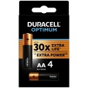 4x ALKALICKÁ BATÉRIA DURACELL OPTIMUM LR6 R6 AA