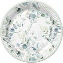 Papierové taniere EUKALIPTUS Listy Birthday Communion Boho 23cm 8 ks.