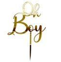 Oh Boy Cake Topper k narodeniu chlapčeka Golden Plexi Mirror