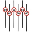 Párty slamky 60th BIRTHDAY Traffic Birthday 6 ks