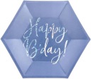 Navy Blue papierové taniere na narodeniny s nápisom HAPPY B'DAY 20 cm, 6 ks