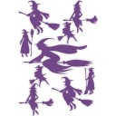 HALLOWEEN fólie NÁLEPKY fialové ČARODEJKY x9