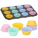 SILIKÓNOVÉ FORMY NA MUFFINY, MUFFINY, 12 KUSOV + PLECH NA PEČENIE