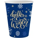 Papierové poháre Hello Winter Navy Blue, certifikované FSC, 250 ml/ 6 ks.