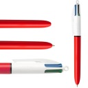 BIC 4 farby Jemné vysúvacie guľôčkové pero, červené, 4 farby náplne, 0,8 mm