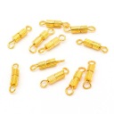 Otočná spona, skrutkovacia spona, mosadz, zlato, 14 mm, spona 7 x 3 mm, 10 kusov