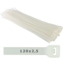 Sťahovacie pásky 120x2,5 sťahovacie pásky 120mm biele 100 ks