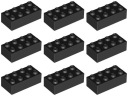 LEGO 3001 BRICK 2x4 čierna NOVINKA (20g) 9 ks.