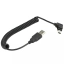 Uhlový USB - Špirálový kábel Mini USB, ĽAVÝ, 1,5 m