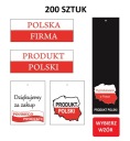 DEKORATÍVNE etikety / POĽSKÝ VÝROBOK / VLAJKA / 200x