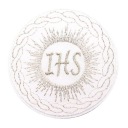 Hostiteľ IHS, biela výšivka, 1 kus, znak, COMMUNION, nášivka alba, 2