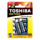 6x alkalické batérie TOSHIBA FINGERS LR6 AA