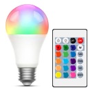 FAREBNÁ LED RGB ŽIAROVKA 12W E27 GUĽOVÁ + IR DÁLK