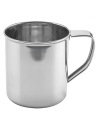 OCELOVÝ TURISTICKÝ hrnček NA KÁvu A ČAJ 9 cm s uškom 400 ml strieborný 0,4 L