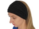 Čierny pásik do vlasov Zimný turban na široký teplý úplet na hlavu a uši