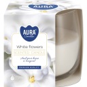 Vonná sviečka v skle BISPOL Aura 24H WHITE FLOWERS