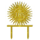 CAKE TOPPER plexi GOLD glitter COMMUNION hostia