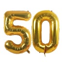 Veľké čísla XXL balón 100 cm 50 GOLDEN narodeniny
