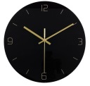 SKLENENÉ NÁstenné HODINY ZLATÉ PRVKY ČIERNY CIFERNÍK 30CM LZE-03