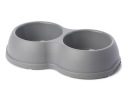 Dvojitá plastová miska pre psov a mačky L, 1,2L, šedá, 35x20cm,