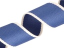 Páska, opasok 38 mm, bavlnený popruh, krémový prúžok - denim