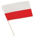 PAPIEROVÁ BANNER POĽSKÁ VLAJKA NA DREVENEJ TYČI