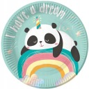 PANDA dúhové narodeninové papierové taniere FAREBNÝ NARODENINOVÝ MEDVEĎ 6 ks