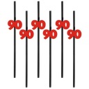 Párty slamky na oslavu 90. NARODENIN, červené čísla, 6 ks