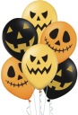 LATEXOVÉ BALÓNY MIX HALLOWEENSKÉ TEKVINY Strašidelná čierna oranžová 6 ks.