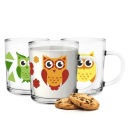 Sklenené hrnčeky Glasmark poháre Tola 200ml Mix Owls 3 ks