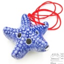 mini OCARINA keramická hviezda, námornícka modrá, 6 otvorov, rúčky, tóny okaríny